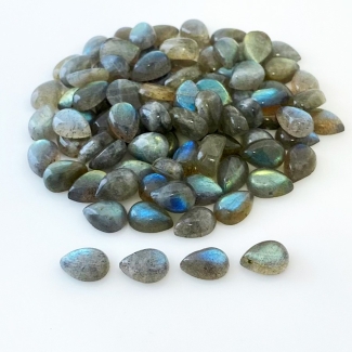 289.15 Carat Labradorite 10x7mm Smooth Pear Shape B Grade Cabochons Parcel - Total 136 Pcs.