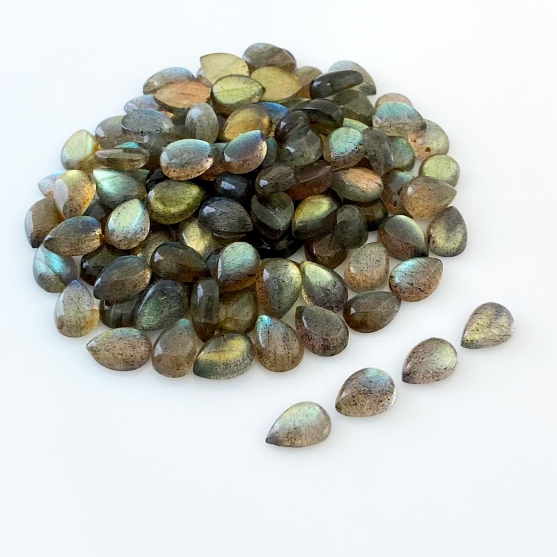 289.8 Carat Labradorite 10x7mm Smooth Pear Shape A Grade Cabochons Parcel - Total 146 Pcs.
