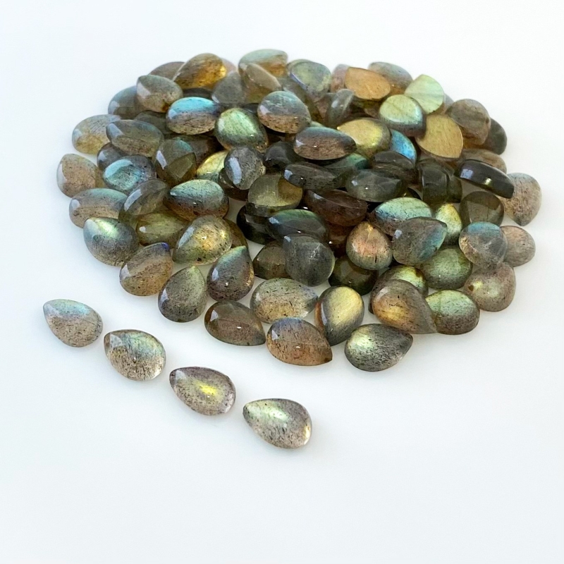 289.8 Carat Labradorite 10x7mm Smooth Pear Shape A Grade Cabochons Parcel - Total 146 Pcs.
