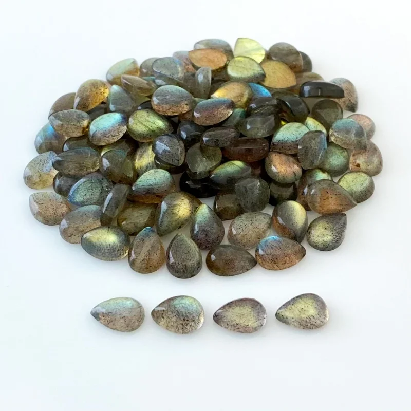 289.8 Carat Labradorite 10x7mm Smooth Pear Shape A Grade Cabochons Parcel - Total 146 Pcs.