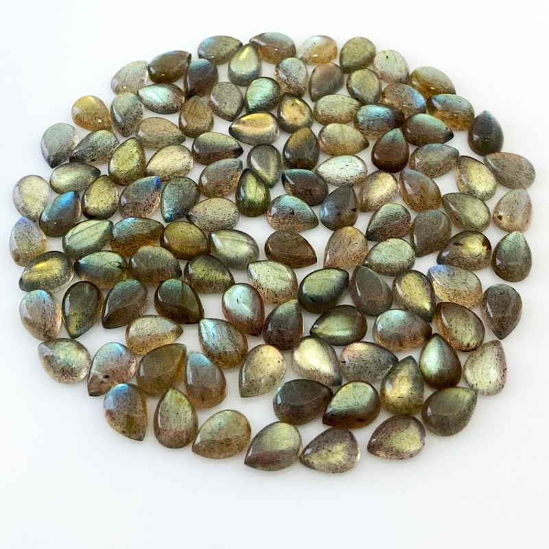 289.8 Carat Labradorite 10x7mm Smooth Pear Shape A Grade Cabochons Parcel - Total 146 Pcs.