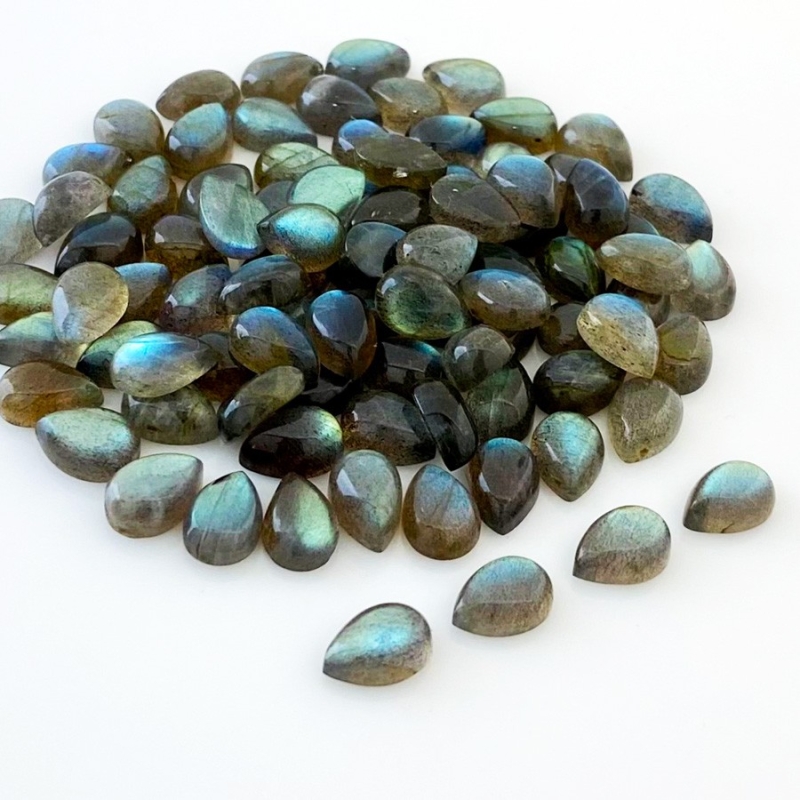 203.2 Carat Labradorite 10x7mm Smooth Pear Shape A Grade Cabochons Parcel - Total 91 Pcs.
