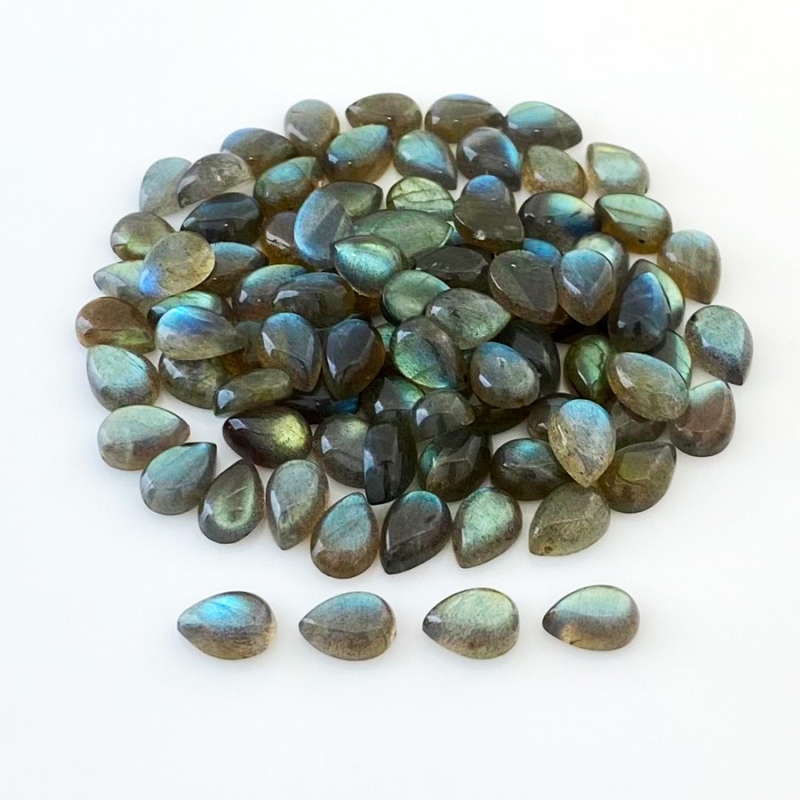 203.2 Carat Labradorite 10x7mm Smooth Pear Shape A Grade Cabochons Parcel - Total 91 Pcs.