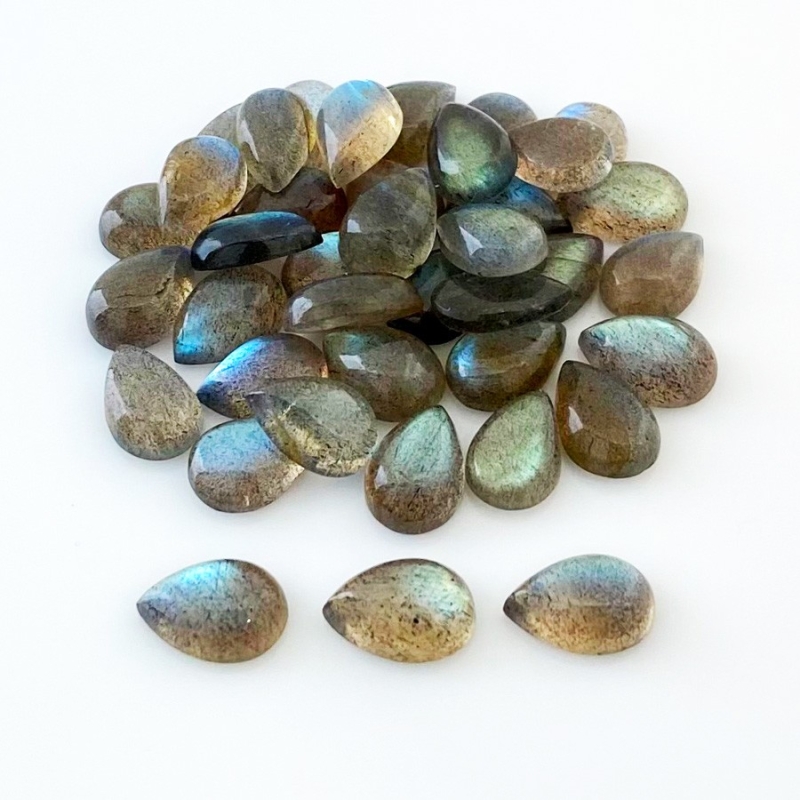 111.10 Carat Labradorite 12x8mm Smooth Pear Shape AA Grade Cabochons Parcel - Total 39 Pcs.