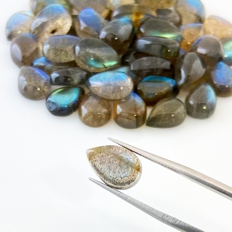 149.8 Carat Labradorite 12x8mm Smooth Pear Shape AA Grade Cabochons Parcel - Total 49 Pcs.