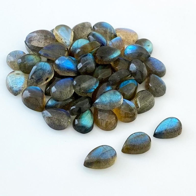 149.8 Carat Labradorite 12x8mm Smooth Pear Shape AA Grade Cabochons Parcel - Total 49 Pcs.