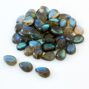149.8 Carat Labradorite 12x8mm Smooth Pear Shape AA Grade Cabochons Parcel - Total 49 Pcs.