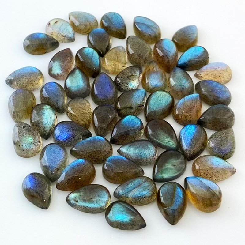 149.8 Carat Labradorite 12x8mm Smooth Pear Shape AA Grade Cabochons Parcel - Total 49 Pcs.