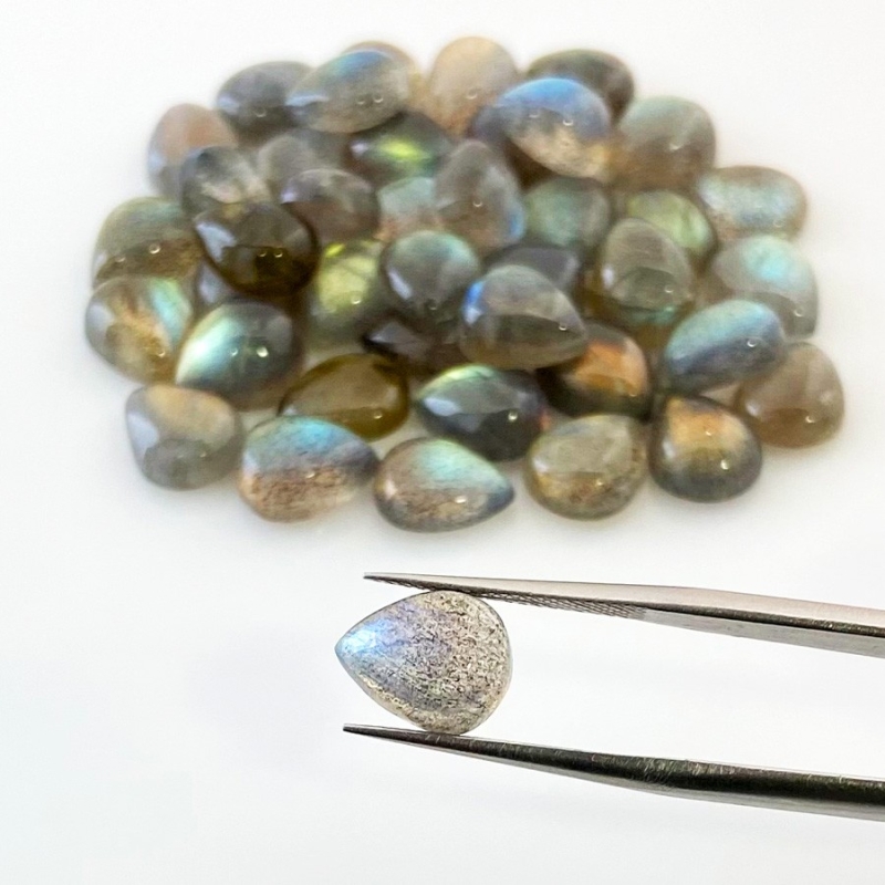 97 Carat Labradorite 10x8mm Smooth Pear Shape AA Grade Cabochons Parcel - Total 41 Pcs.