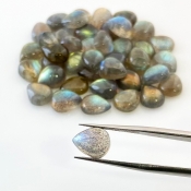 97 Carat Labradorite 10x8mm Smooth Pear Shape AA Grade Cabochons Parcel - Total 41 Pcs.