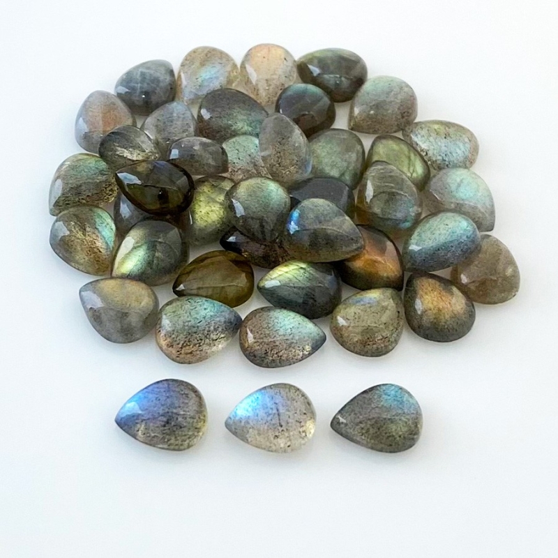 97 Carat Labradorite 10x8mm Smooth Pear Shape AA Grade Cabochons Parcel - Total 41 Pcs.