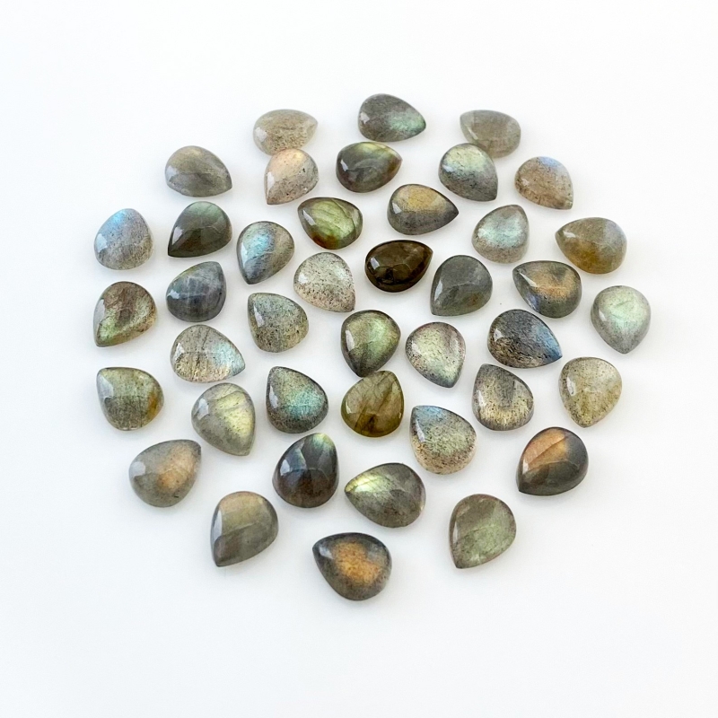 97 Carat Labradorite 10x8mm Smooth Pear Shape AA Grade Cabochons Parcel - Total 41 Pcs.