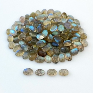 110.6 Carat Labradorite 7x5mm Smooth Oval Shape A Grade Cabochons Parcel - Total 123 Pcs.