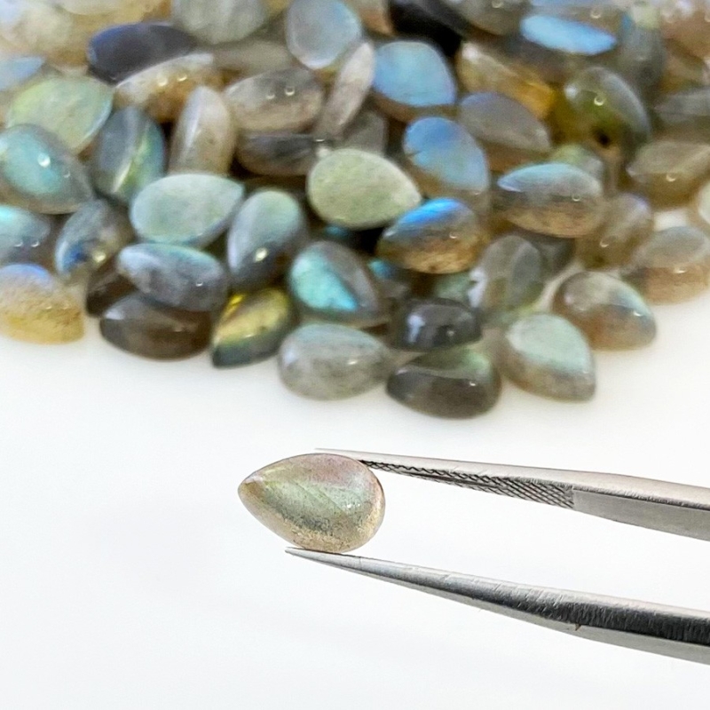 171.15 Carat Labradorite 9x6mm Smooth Pear Shape B Grade Cabochons Parcel - Total 115 Pcs.