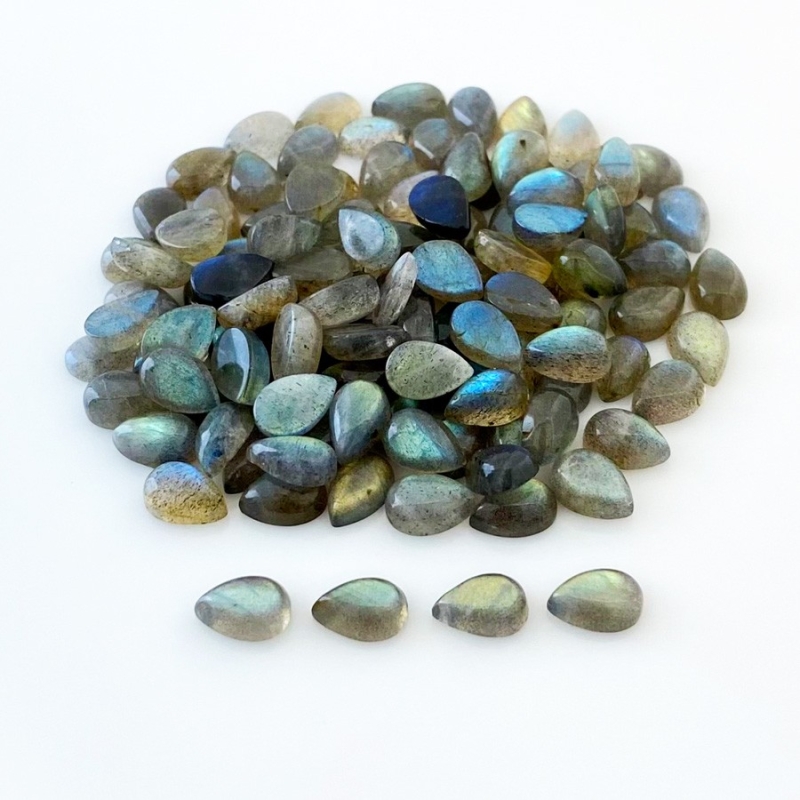 171.15 Carat Labradorite 9x6mm Smooth Pear Shape B Grade Cabochons Parcel - Total 115 Pcs.