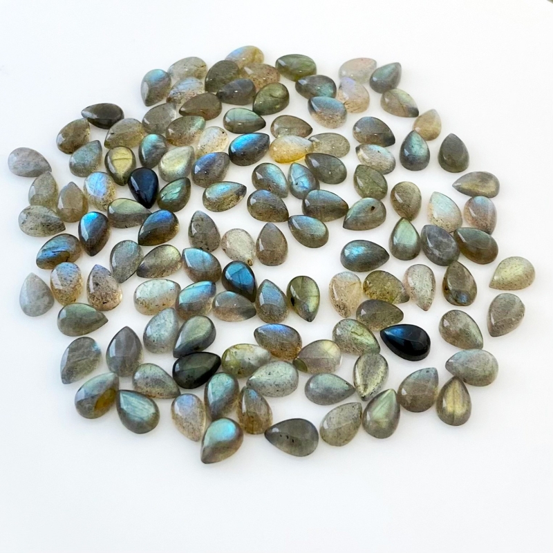 171.15 Carat Labradorite 9x6mm Smooth Pear Shape B Grade Cabochons Parcel - Total 115 Pcs.
