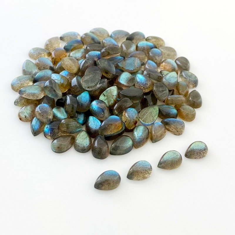 204.25 Carat Labradorite 9x6mm Smooth Pear Shape A Grade Cabochons Parcel - Total 136 Pcs.