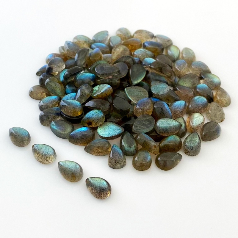 204.25 Carat Labradorite 9x6mm Smooth Pear Shape A Grade Cabochons Parcel - Total 136 Pcs.
