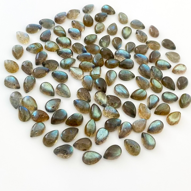 204.25 Carat Labradorite 9x6mm Smooth Pear Shape A Grade Cabochons Parcel - Total 136 Pcs.