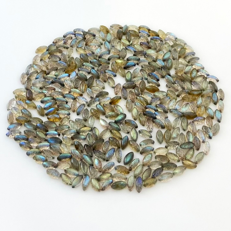 106.8 Carat Labradorite 6x3mm Smooth Marquise Shape AA Grade Cabochons Parcel - Total 338 Pcs.