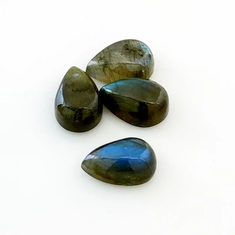 29.45 Cts. Labradorite 15x10mm Smooth Pear Shape AA Grade Cabochons Parcel - Total 4 Pcs.