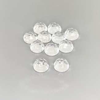 34.65 Carat White Topaz 8mm Rose Cut Round Shape AAA Grade Cabochons Parcel - Total 11 Pcs.
