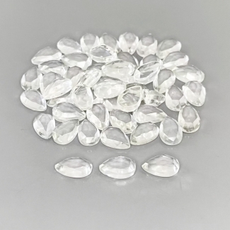 56.75 Carat White Topaz 8x5mm Rose Cut Pear Shape AAA Grade Cabochons Parcel - Total 50 Pcs.