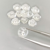 29.9 Carat White Topaz 8mm Rose Cut Square Cushion Shape AAA Grade Cabochons Parcel - Total 12 Pcs.