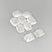 38.65 Cts. White Topaz 10X8mm Rose Cut Cushion Shape AAA Grade Cabochons Parcel - Total 9 Pcs.