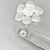 38.65 Cts. White Topaz 10X8mm Rose Cut Cushion Shape AAA Grade Cabochons Parcel - Total 9 Pcs.