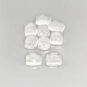 38.65 Cts. White Topaz 10X8mm Rose Cut Cushion Shape AAA Grade Cabochons Parcel - Total 9 Pcs.