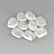 38.65 Cts. White Topaz 10X8mm Rose Cut Cushion Shape AAA Grade Cabochons Parcel - Total 9 Pcs.