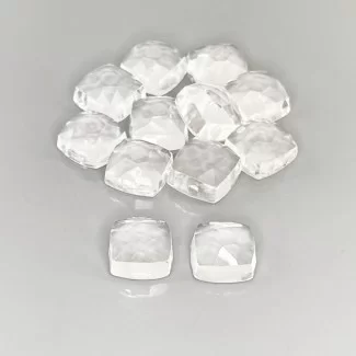 White Topaz Rose Cut Square Cushion Shape AAA Grade Cabochon Parcel - 9mm - 12 Pc. - 55.90 Cts.