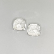 14 Cts. White Topaz 11mm Rose Cut Square Cushion Shape AAA Grade Cabochons Parcel - Total 2 Pcs.