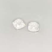 14 Cts. White Topaz 11mm Rose Cut Square Cushion Shape AAA Grade Cabochons Parcel - Total 2 Pcs.