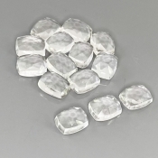 39.50 Cts. White Topaz 9x7mm Rose Cut Cushion Shape AAA Grade Cabochons Parcel - Total 14 Pcs.