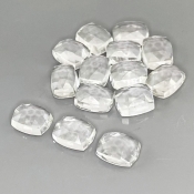 39.50 Cts. White Topaz 9x7mm Rose Cut Cushion Shape AAA Grade Cabochons Parcel - Total 14 Pcs.