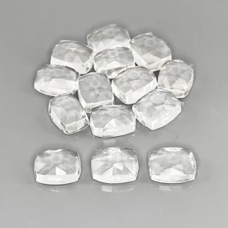 39.50 Cts. White Topaz 9x7mm Rose Cut Cushion Shape AAA Grade Cabochons Parcel - Total 14 Pcs.