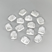 39.50 Cts. White Topaz 9x7mm Rose Cut Cushion Shape AAA Grade Cabochons Parcel - Total 14 Pcs.
