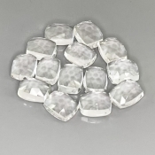 39.50 Cts. White Topaz 9x7mm Rose Cut Cushion Shape AAA Grade Cabochons Parcel - Total 14 Pcs.