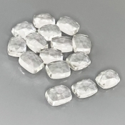43.65 Cts. White Topaz 9x7mm Rose Cut Cushion Shape AAA Grade Cabochons Parcel - Total 15 Pcs.
