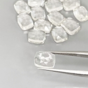43.65 Cts. White Topaz 9x7mm Rose Cut Cushion Shape AAA Grade Cabochons Parcel - Total 15 Pcs.