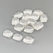 43.65 Cts. White Topaz 9x7mm Rose Cut Cushion Shape AAA Grade Cabochons Parcel - Total 15 Pcs.