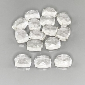 43.65 Cts. White Topaz 9x7mm Rose Cut Cushion Shape AAA Grade Cabochons Parcel - Total 15 Pcs.