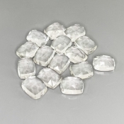43.65 Cts. White Topaz 9x7mm Rose Cut Cushion Shape AAA Grade Cabochons Parcel - Total 15 Pcs.