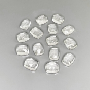 43.65 Cts. White Topaz 9x7mm Rose Cut Cushion Shape AAA Grade Cabochons Parcel - Total 15 Pcs.
