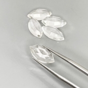 16.5 Carat White Topaz 14x7mm Rose Cut Marquise Shape AA Grade Cabochons Parcel - Total 5 Pcs.