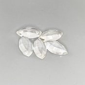 16.5 Carat White Topaz 14x7mm Rose Cut Marquise Shape AA Grade Cabochons Parcel - Total 5 Pcs.