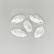 16.5 Carat White Topaz 14x7mm Rose Cut Marquise Shape AA Grade Cabochons Parcel - Total 5 Pcs.