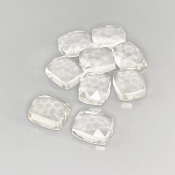 48.15 Cts. White Topaz 11x9mm Rose Cut Cushion Shape AAA Grade Cabochons Parcel - Total 9 Pcs.